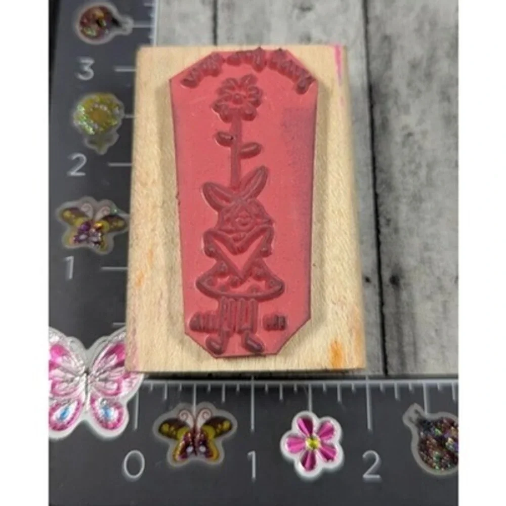 CTMH Just For You Flower Great Day S702 Rubber Stamp Wood #D91